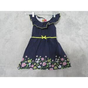 Penelope Mack Girls Dress 3T Navy Floral Embroidered Sundress Ruffle Trim Summer